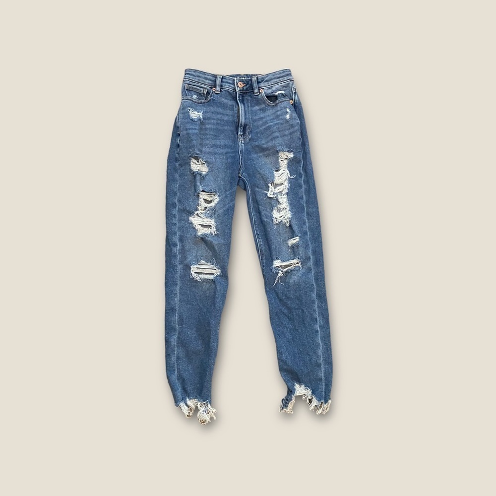 Distressed High-Waist Blue Women’s Jeans